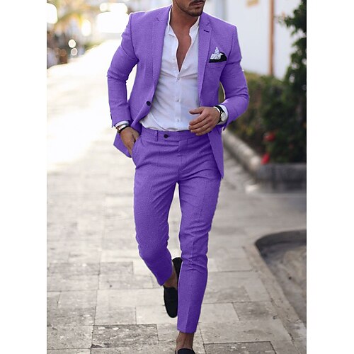 Costumes en lin Homme Retour lin Ensemble 2 pièces Violet Couleur Pleine Coupe Sur-Mesure Droit deux boutons 2023
Costumes en lin Homme Retour lin Ensemble 2 pièces Violet Couleur Pleine Coupe Sur-Mesure Droit deux boutons 2023
