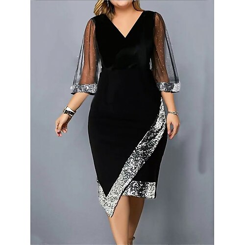 Damen Übergröße abendkleider Paillettenkleid Arbeitskleidung Glatt Midikleid Halbe Ärmel Gitter Patchwork V Ausschnitt Modisch Party Schwarz Wein Sommer Frühling L XL XXL 3XL 4XL
Damen Übergröße abendkleider Paillettenkleid Arbeitskleidung Glatt Midikleid Halbe Ärmel Gitter Patchwork V Ausschnitt Modisch Party Schwarz Wein Sommer Frühling L XL XXL 3XL 4XL