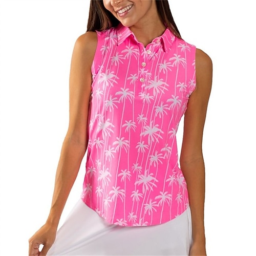

Women's Golf Shirt Button Up Polo Breathable Soft Sleeveless Vest / Gilet Top Regular Fit Printed Summer Spring Tennis Golf Badminton