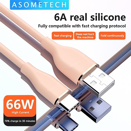 USB-C-Kabel 3,3 Fuß 6,6 Fuß USB-A auf USB-C 6 A Ladekabel Schnellladen Hohe Datenübertragung Langlebig Flüssiges Kieselgel Leicht zu tragen Für Samsung Xiaomi Huawei Handy-Zubehör
USB-C-Kabel 3,3 Fuß 6,6 Fuß USB-A auf USB-C 6 A Ladekabel Schnellladen Hohe Datenübertragung Langlebig Flüssiges Kieselgel Leicht zu tragen Für Samsung Xiaomi Huawei Handy-Zubehör