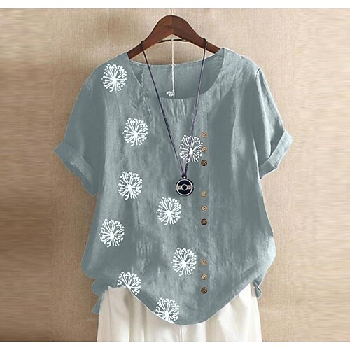 Mulheres Camisa Social Blusa Azul Marinha Verde Cinzento Claro Geométrica dandelion Botão Imprimir Manga Curta Casual Feriado Básico Decote Redondo Padrão Tema Flores S
Mulheres Camisa Social Blusa Azul Marinha Verde Cinzento Claro Geométrica dandelion Botão Imprimir Manga Curta Casual Feriado Básico Decote Redondo Padrão Tema Flores S