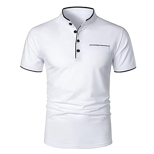 

Men's Polo Shirt Golf Shirt Casual Holiday Stand Collar Short Sleeve Fashion Basic Plain Button Summer Regular Fit Navy Black White Burgundy Green Gray Polo Shirt