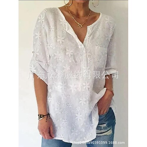 Mulheres Camisa Social Blusa Branco Floral Bolsos Manga Longa Casual Feriado Básico Decote Redondo Padrão Tema Flores S
Mulheres Camisa Social Blusa Branco Floral Bolsos Manga Longa Casual Feriado Básico Decote Redondo Padrão Tema Flores S