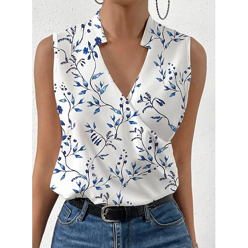 Mujer Camiseta sin mangas Blanco Azul Real Azul Piscina Graphic Floral Estampado Sin Mangas Casual Básico Escote en Pico Regular Flor S
Mujer Camiseta sin mangas Blanco Azul Real Azul Piscina Graphic Floral Estampado Sin Mangas Casual Básico Escote en Pico Regular Flor S