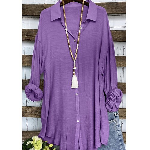Mulheres Camisa Social Blusa Preto Branco Azul Tecido Botão Manga Longa Casual Básico Colarinho de Camisa Longo Linho S
Mulheres Camisa Social Blusa Preto Branco Azul Tecido Botão Manga Longa Casual Básico Colarinho de Camisa Longo Linho S