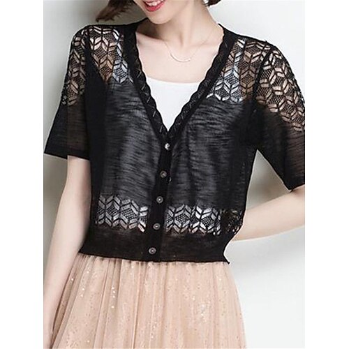 Mulheres Sueter Cardigan Saltador Estriado Tricotar Cropped Botão Côr Sólida Decote V à moda Casual Diário Para Noite Verão Primavera Preto Branco Tamanho Único
Mulheres Sueter Cardigan Saltador Estriado Tricotar Cropped Botão Côr Sólida Decote V à moda Casual Diário Para Noite Verão Primavera Preto Branco Tamanho Único