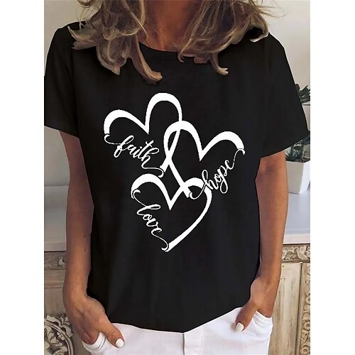 T shirt Tee Femme Noir Blanche Bleu Cœur Imprimer Manche Courte Valentin Fin de semaine basique Col Rond Normal Standard Peinture S
T shirt Tee Femme Noir Blanche Bleu Cœur Imprimer Manche Courte Valentin Fin de semaine basique Col Rond Normal Standard Peinture S