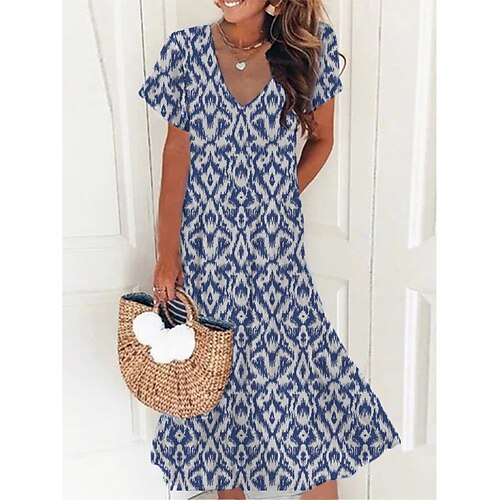 Tenue décontractée Robe Trapèze Robe d'été Femme Géométrique Imprimer Col V Mode Vêtement de rue Extérieur du quotidien Manche Courte Ample Bleu Eté Printemps S M L XL XXL
Tenue décontractée Robe Trapèze Robe d'été Femme Géométrique Imprimer Col V Mode Vêtement de rue Extérieur du quotidien Manche Courte Ample Bleu Eté Printemps S M L XL XXL