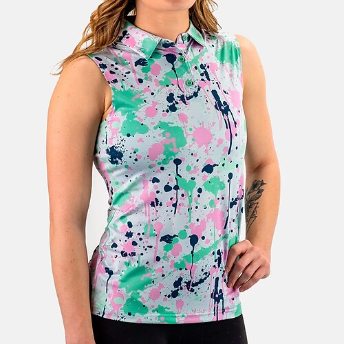 Femme T-shirt POLO Chemise de golf Polo boutonné Respirable Séchage rapide Evacuation de l'humidité Sans Manches Vêtements de golf Top Standard Tie Dye Eté Tennis Le golf Pickleball
Femme T-shirt POLO Chemise de golf Polo boutonné Respirable Séchage rapide Evacuation de l'humidité Sans Manches Vêtements de golf Top Standard Tie Dye Eté Tennis Le golf Pickleball