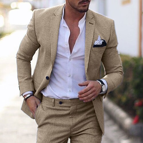 Costumes de lin pour hommes marron costumes de mariage de plage d'été 2 pièces couleur unie coupe ajustée simple boutonnage deux boutons 2023
Costumes de lin pour hommes marron costumes de mariage de plage d'été 2 pièces couleur unie coupe ajustée simple boutonnage deux boutons 2023
