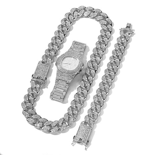 Reloj de cuarzo 3 en 1 para hombre con collar de pulsera elegante decoración de diamantes de imitación reloj hiphop esfera estrellada reloj de vestir analógico resistente al agua
Reloj de cuarzo 3 en 1 para hombre con collar de pulsera elegante decoración de diamantes de imitación reloj hiphop esfera estrellada reloj de vestir analógico resistente al agua