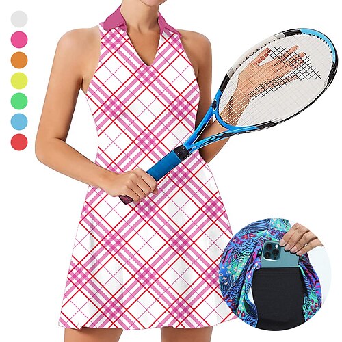 Mulheres Vestido de tênis vestido de golfe Respirável Secagem Rápida Com bolsos Sem Manga Vestidos roupa de tênis Xadrez Estampado Verão Tênis Golfe Exercite-se
Mulheres Vestido de tênis vestido de golfe Respirável Secagem Rápida Com bolsos Sem Manga Vestidos roupa de tênis Xadrez Estampado Verão Tênis Golfe Exercite-se