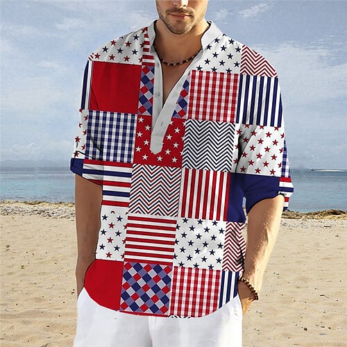 Hombre Camisa camisa de lino Estampados Geometría Bandera estadounidense Escote Chino Rojo Azul Piscina Verde Trébol Gris Exterior Calle Manga Larga Estampado Ropa Lino Moda Ropa de calle Design
Hombre Camisa camisa de lino Estampados Geometría Bandera estadounidense Escote Chino Rojo Azul Piscina Verde Trébol Gris Exterior Calle Manga Larga Estampado Ropa Lino Moda Ropa de calle Design