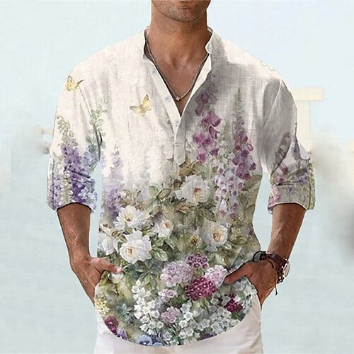 Homens Camisa Social camisa de linho Floral Estampas Abstratas Colarinho Chinês Roxo Verde Cáqui Arco-íris Ao ar livre Rua Manga Longa Imprimir Roupa Linho Moda Roupa de rua Designer Casual
Homens Camisa Social camisa de linho Floral Estampas Abstratas Colarinho Chinês Roxo Verde Cáqui Arco-íris Ao ar livre Rua Manga Longa Imprimir Roupa Linho Moda Roupa de rua Designer Casual