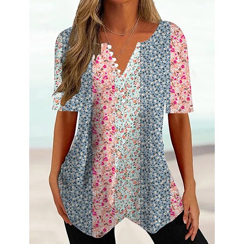 Mulheres Camiseta Blusa Rosa Azul Azul Céu Tintura Tie Dye Botão Imprimir Manga Curta Casual Básico Decote Redondo Padrão S
Mulheres Camiseta Blusa Rosa Azul Azul Céu Tintura Tie Dye Botão Imprimir Manga Curta Casual Básico Decote Redondo Padrão S
