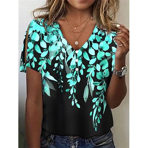Damen T Shirt Bluse Blau Grün Graphic Blatt Taste Ausgeschnitten Kurzarm Casual Basic V Ausschnitt Standard Blume S
Damen T Shirt Bluse Blau Grün Graphic Blatt Taste Ausgeschnitten Kurzarm Casual Basic V Ausschnitt Standard Blume S