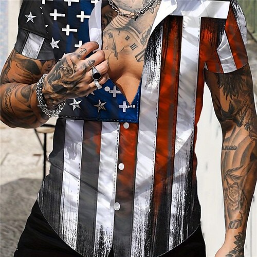Homens Camisa Social Estampas Abstratas Bandeira americana Aberto para a Lateral Vinho Azul Marinha Azul Ao ar livre Rua Manga Curta Imprimir Roupa Moda Roupa de rua Designer Casual
Homens Camisa Social Estampas Abstratas Bandeira americana Aberto para a Lateral Vinho Azul Marinha Azul Ao ar livre Rua Manga Curta Imprimir Roupa Moda Roupa de rua Designer Casual