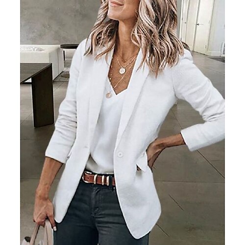 

Women's Casual Blazers Clean Fit Fall Open Front Long Sleeve Work Office Jackets Coat claret Dark Grey White Black Blue Traditional / Classic Daily Buttoned Front Turndown Regular Fit S M L XL XXL