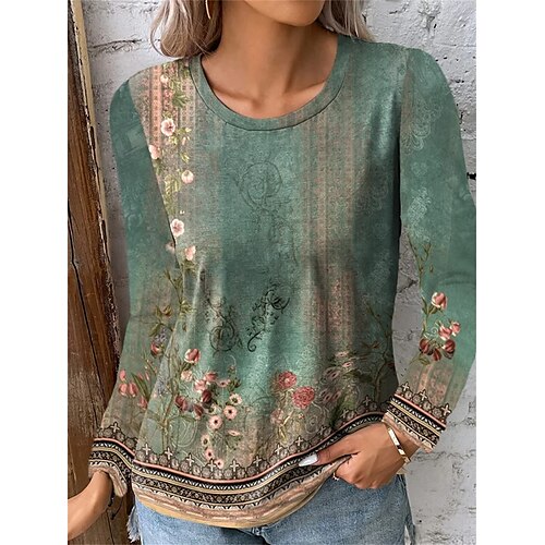 Mujer Camiseta Verde Trébol Floral Estampado Manga Larga Diario Festivos Básico Escote Redondo Regular Flor Pintura S
Mujer Camiseta Verde Trébol Floral Estampado Manga Larga Diario Festivos Básico Escote Redondo Regular Flor Pintura S