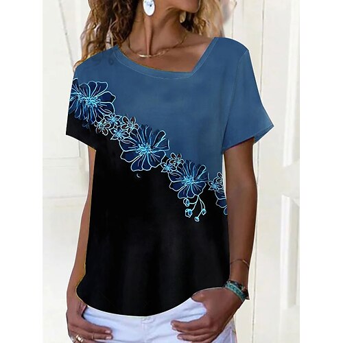Mulheres Camiseta Vermelho Azul Roxo Floral Imprimir Manga Curta Feriado Final de semana Básico Decote V Padrão Tema Flores Pintura S
Mulheres Camiseta Vermelho Azul Roxo Floral Imprimir Manga Curta Feriado Final de semana Básico Decote V Padrão Tema Flores Pintura S