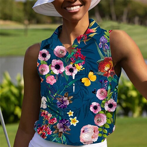 Femme T-shirt POLO vêtements de golf Respirable Séchage rapide Poids Léger Sans Manches T-shirt Top Floral Imprimé Eté Le golf
Femme T-shirt POLO vêtements de golf Respirable Séchage rapide Poids Léger Sans Manches T-shirt Top Floral Imprimé Eté Le golf