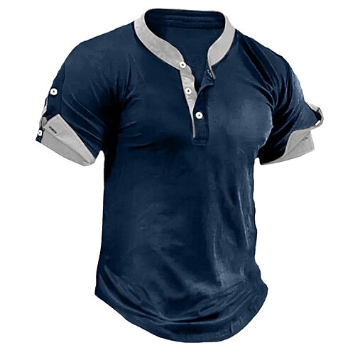 

Men's T shirt Tee Henley Shirt Tee Top Plain Henley Street Vacation Short Sleeves Clothing Apparel Fashion Designer Basic