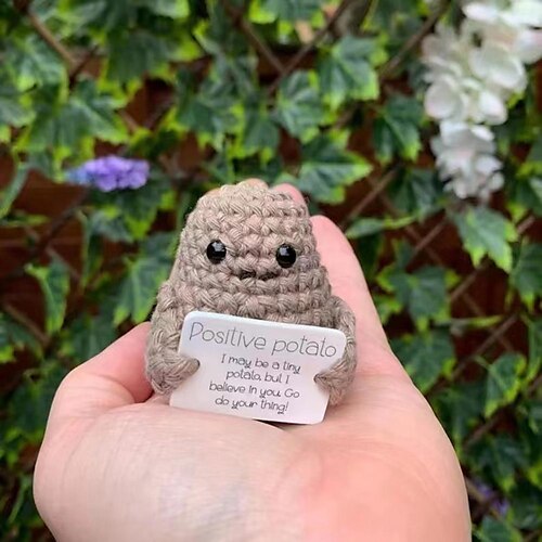 

Funny Positive Potato Cute Wool Knitting Doll, Positive Card Positivity Affirmation Cards Funny Knitted Potato Doll, Creative Small Gift, Holiday Accessory, Birthday Party Supplies, Birthday Gift, Art Craft Ornament Gift, Aesthetic Home Decor