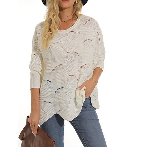 Mulheres Pulôver suéter Saltador Estriado Tricotar Buraco Côr Sólida Gola Redonda à moda Casual Diário Para Noite Verão Primavera Preto Branco S M L
Mulheres Pulôver suéter Saltador Estriado Tricotar Buraco Côr Sólida Gola Redonda à moda Casual Diário Para Noite Verão Primavera Preto Branco S M L