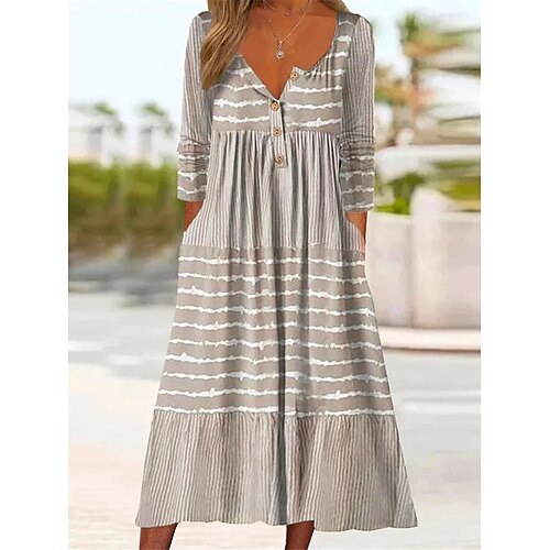 Women's Casual Dress Summer Dress Print Dress Stripe Button Pocket Split Neck Midi Dress Fashion Streetwear Outdoor Daily Short Sleeve Regular Fit Pink Blue Green Summer Spring S M L XL XXL
Women's Casual Dress Summer Dress Print Dress Stripe Button Pocket Split Neck Midi Dress Fashion Streetwear Outdoor Daily Short Sleeve Regular Fit Pink Blue Green Summer Spring S M L XL XXL