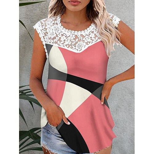 Damen Tank Top Rosa Rote Blau Farbblock Spitze Patchwork Ärmellos Casual Basic Rundhalsausschnitt Standard S
Damen Tank Top Rosa Rote Blau Farbblock Spitze Patchwork Ärmellos Casual Basic Rundhalsausschnitt Standard S