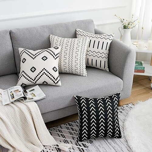 Boho preto branco capa de almofada dupla face 4 pcs capa de almofada quadrada decorativa macia fronha para quarto sofá sala sofá cadeira
Boho preto branco capa de almofada dupla face 4 pcs capa de almofada quadrada decorativa macia fronha para quarto sofá sala sofá cadeira