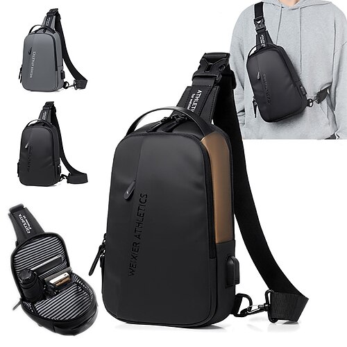 Homme Sac bandoulière Pochette Ventrale du quotidien Etanche Port USB Couleur unie Noir et Or Noir Grise
Homme Sac bandoulière Pochette Ventrale du quotidien Etanche Port USB Couleur unie Noir et Or Noir Grise