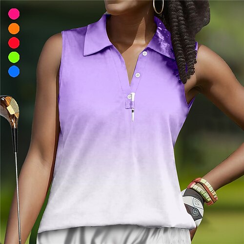 Femme T-shirt POLO Chemise de golf Polo boutonné Respirable Séchage rapide Evacuation de l'humidité Sans Manches Vêtements de golf Top Standard Dégradé de Couleur Eté Tennis Le golf Pickleball
Femme T-shirt POLO Chemise de golf Polo boutonné Respirable Séchage rapide Evacuation de l'humidité Sans Manches Vêtements de golf Top Standard Dégradé de Couleur Eté Tennis Le golf Pickleball