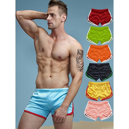 

Men's Athletic Shorts Running Shorts Gym Shorts Mesh Shorts Mesh Elastic Waist Color Block Breathable Quick Dry Short Sports Fitness Running Sports Sporty Pink / pink Wine red / Winered Low Waist
