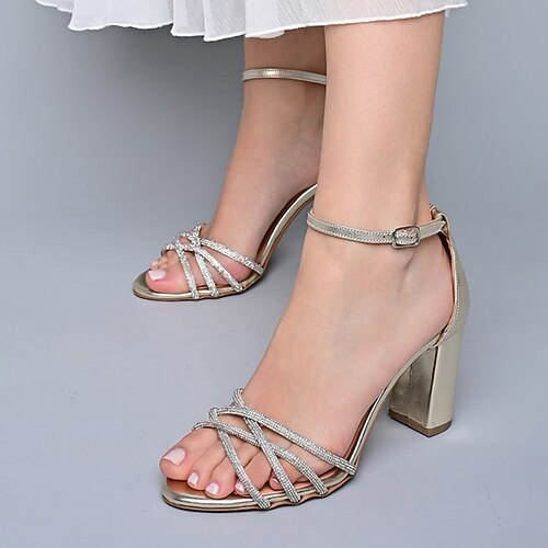 Femme Sandales Sandales à talons Mariage du quotidien Strass Talon Bottier Bout ouvert Elégant Minimalisme Faux Cuir Lanière de cheville Couleur unie Noir Blanche Dorée
Femme Sandales Sandales à talons Mariage du quotidien Strass Talon Bottier Bout ouvert Elégant Minimalisme Faux Cuir Lanière de cheville Couleur unie Noir Blanche Dorée