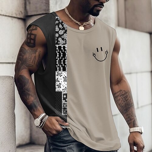 

Men's Vest Top Sleeveless T Shirt for Men Graphic Color Block Crew Neck Clothing Apparel 3D Print Daily Sports Cap Sleeve Print Fashion Designer Muscle