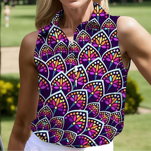 Mulheres Camisa polo de caminhada Camisa de golfe Pólo de botões Respirável Secagem Rápida Pavio Humido Sem Manga Vestuário de golfe Roupas de golfe Normal Estampado Verão Tênis Golfe Pickleball
Mulheres Camisa polo de caminhada Camisa de golfe Pólo de botões Respirável Secagem Rápida Pavio Humido Sem Manga Vestuário de golfe Roupas de golfe Normal Estampado Verão Tênis Golfe Pickleball