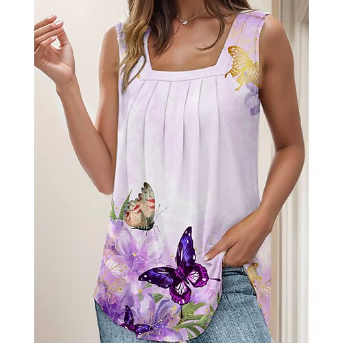 Women's Tank Top Pink Blue Purple Butterfly Print Sleeveless Casual Basic Square Neck Regular Butterfly S
Women's Tank Top Pink Blue Purple Butterfly Print Sleeveless Casual Basic Square Neck Regular Butterfly S