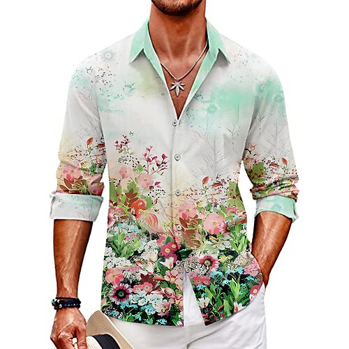 Hombre Camisa Floral Estampados Cuello Vuelto Rosa Morado Verde Trébol Gris Exterior Calle Manga Larga Estampado Ropa Moda Ropa de calle Design Casual
Hombre Camisa Floral Estampados Cuello Vuelto Rosa Morado Verde Trébol Gris Exterior Calle Manga Larga Estampado Ropa Moda Ropa de calle Design Casual