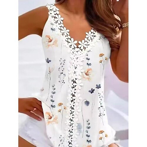 Women's Tank Top White Floral Lace Print Sleeveless Casual Holiday Basic V Neck Regular Floral S
Women's Tank Top White Floral Lace Print Sleeveless Casual Holiday Basic V Neck Regular Floral S