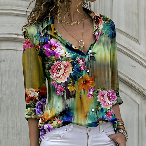 Damen Hemd Bluse Grün Blumen Taste Bedruckt Langarm Casual Festtage Basic Hemdkragen Standard Blume S
Damen Hemd Bluse Grün Blumen Taste Bedruckt Langarm Casual Festtage Basic Hemdkragen Standard Blume S