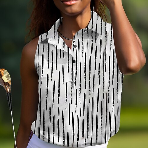Femme T-shirt POLO Chemise de golf Polo boutonné Respirable Séchage rapide Evacuation de l'humidité Sans Manches Vêtements de golf Top Standard Rayure Eté Tennis Le golf Pickleball
Femme T-shirt POLO Chemise de golf Polo boutonné Respirable Séchage rapide Evacuation de l'humidité Sans Manches Vêtements de golf Top Standard Rayure Eté Tennis Le golf Pickleball