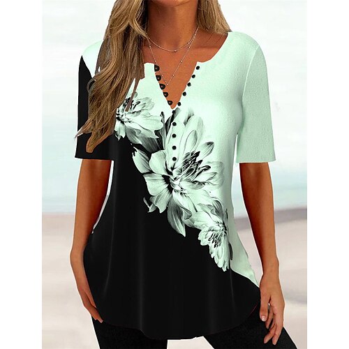 Mujer Camiseta Blusa Amarillo Rosa Azul Piscina Floral Botón Estampado Manga Corta Festivos Casual Escote Redondo Regular Flor S
Mujer Camiseta Blusa Amarillo Rosa Azul Piscina Floral Botón Estampado Manga Corta Festivos Casual Escote Redondo Regular Flor S