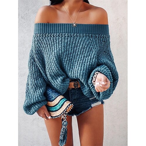 Damen Pullover Strickwaren Grobstricken Stricken Kalte Schulter Loch Feste Farbe Schulterfrei Stilvoll Brautkleider schlicht Outdoor Täglich Laternenärmel Frühling Herbst Blau Beige S
Damen Pullover Strickwaren Grobstricken Stricken Kalte Schulter Loch Feste Farbe Schulterfrei Stilvoll Brautkleider schlicht Outdoor Täglich Laternenärmel Frühling Herbst Blau Beige S