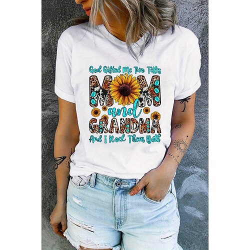 Mujer Camiseta Negro Blanco Gris Leopardo Letra Estampado Manga Corta Diario Fin de semana Básico Escote Redondo Regular Flor Pintura S
Mujer Camiseta Negro Blanco Gris Leopardo Letra Estampado Manga Corta Diario Fin de semana Básico Escote Redondo Regular Flor Pintura S