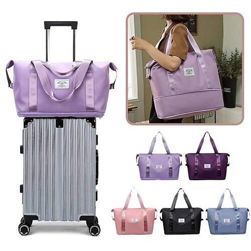 

Men's Women's Handbag Duffle Bag Oxford Cloth Shopping Beach Travel Zipper Large Capacity Waterproof Lightweight Solid Color Black Pink Blue