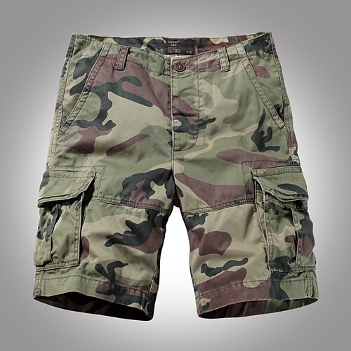 

Men's Tactical Shorts Cargo Shorts Multi Pocket Multiple Pockets Print Camouflage Breathable Lightweight Short Daily Going out Cotton 100% Cotton Streetwear Cargo Shorts Camouflage Red Yellow