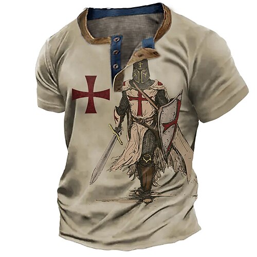 Men's Henley Shirt Graphic Knights Templar Henley Clothing Apparel 3D Print Outdoor Daily Short Sleeve Button-Down Print Fashion Designer Comfortable
Men's Henley Shirt Graphic Knights Templar Henley Clothing Apparel 3D Print Outdoor Daily Short Sleeve Button-Down Print Fashion Designer Comfortable