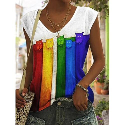 Mulheres Malha Íntima Branco Gato Listrado Imprimir Sem Manga Casual Básico Decote V Padrão S
Mulheres Malha Íntima Branco Gato Listrado Imprimir Sem Manga Casual Básico Decote V Padrão S
