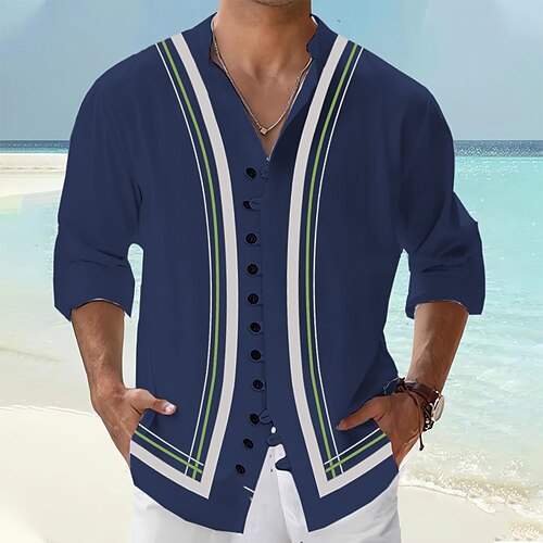 Homens Camisa Social camisa de linho Listrado Estampas Abstratas Colarinho Chinês Verde Azulado Vinho Azul Ao ar livre Rua Manga Longa Imprimir Roupa Linho Moda Roupa de rua Designer Casual
Homens Camisa Social camisa de linho Listrado Estampas Abstratas Colarinho Chinês Verde Azulado Vinho Azul Ao ar livre Rua Manga Longa Imprimir Roupa Linho Moda Roupa de rua Designer Casual